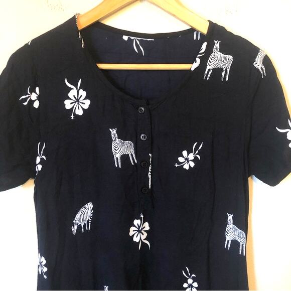Maxi Dress Womens Medium Boho Floral Zoo Zebra Print Teacher Hawaiian Tropical - Picture 2 of 5